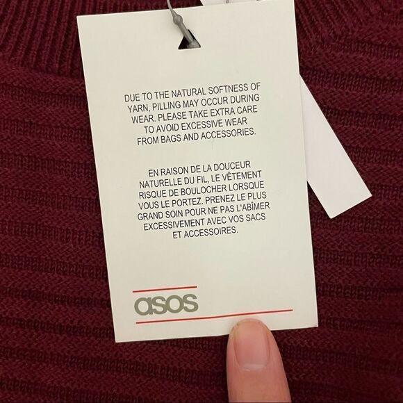 ASOS MATERNITY RIBBED KNIT SWEATER DRESS LONGSLEEVE MAROON SHIFT STRETCHY SIZE 4 - Picture 8 of 10